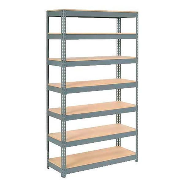 Extra Heavy Duty Shelving 48W x 18D x 84H With 7 Shelves, Wood Deck, Gry